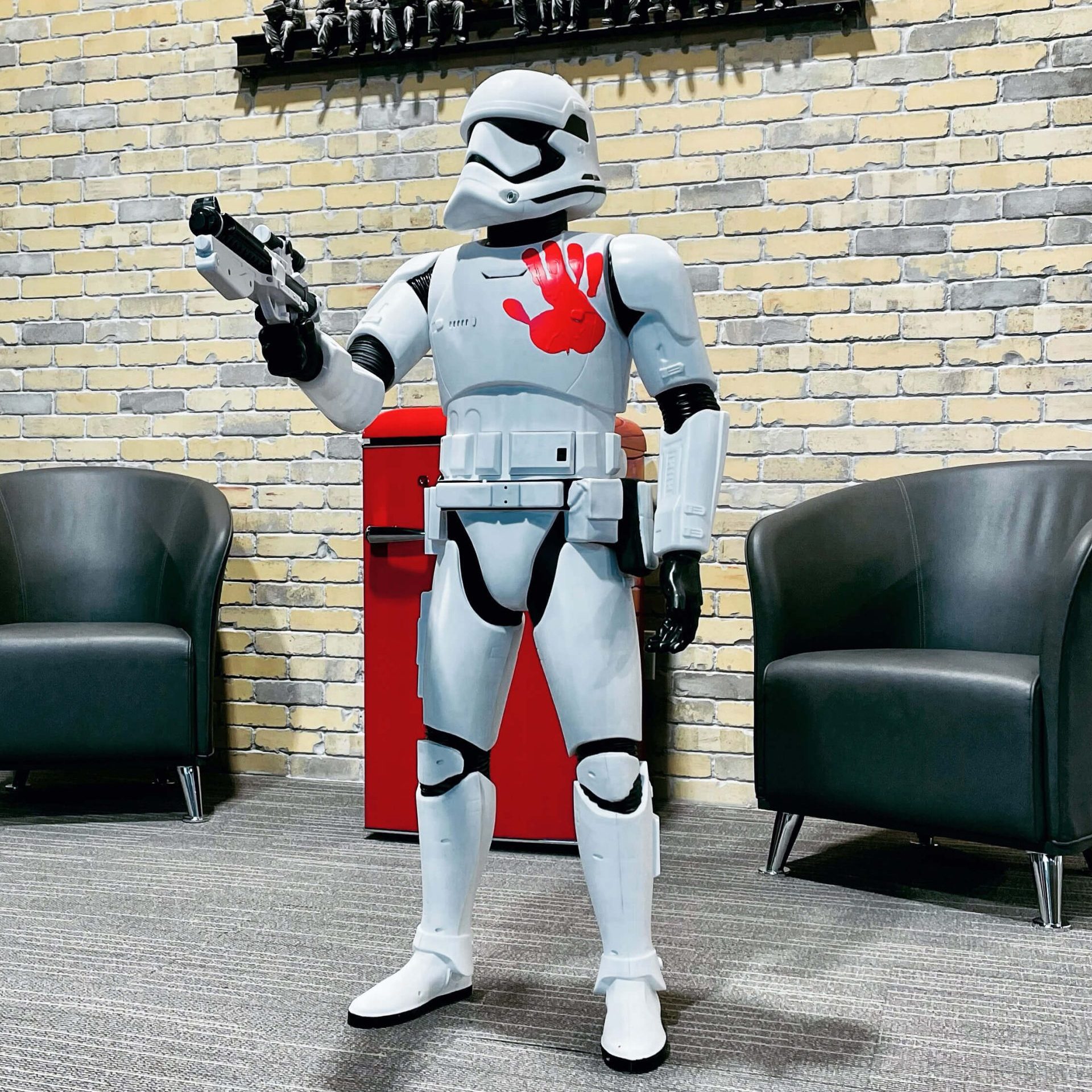 Star Wars stormtrooper model with lord of the rings hand of sauron imprinted on chest