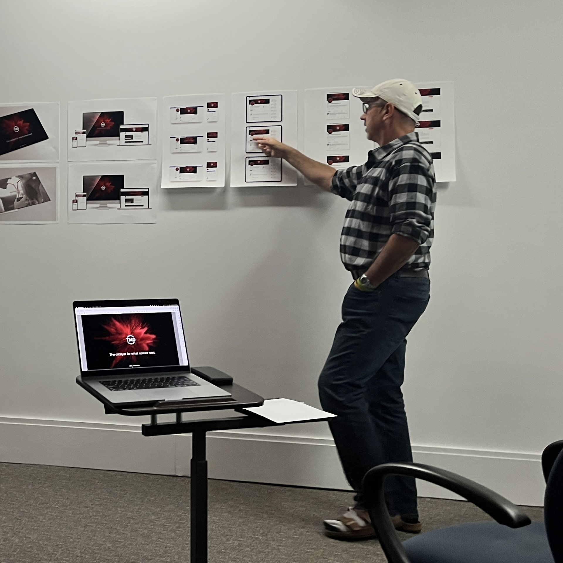 Employee giving presentation